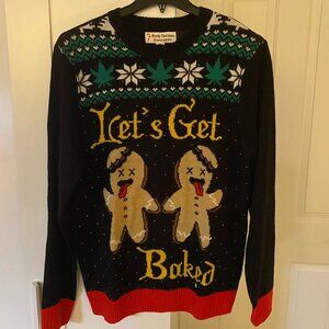 NWOT Novelty Christmas Sweater Lets Get Baked Ugly Christmas Sweater Size L